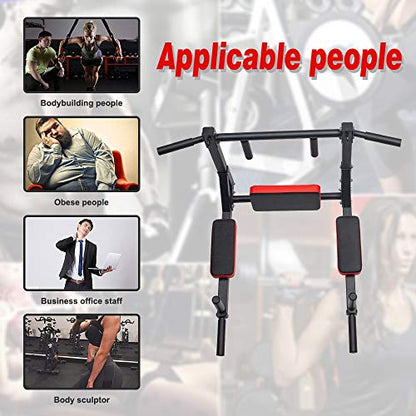 BESTHLS Wall Mounted Pull Up Bar and Dip Station, Heavy Duty Wall Mount Pull-up Chin Up Bar Multifunctional Home Gym Workout Indoor Exercise Equipment Support to 440 Lbs - style: Pull-up & Dip Station