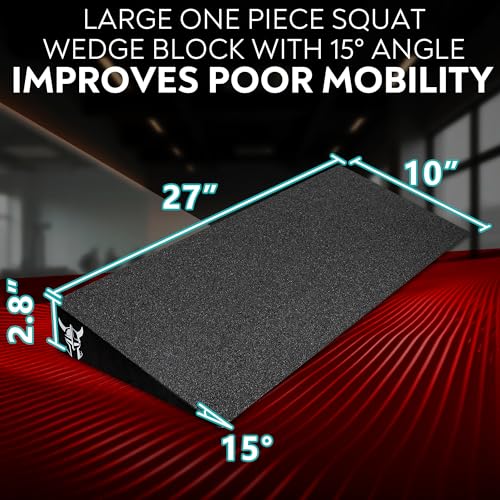 Slant Board Squat Wedge Boards For Exercise - ATG Workout Wedge With Anti Slip Sandgrip Layer Already Mounted - Calf Raise Block & Bulgarian Split Stand Squats wedges Incline - Heel Elevated Blocks