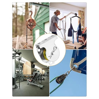 U Groove Stainless Steel Wall Pulley 10 Pieces Wall Mount Pulleys,1-1/2" Ceiling Mount V-Groove Single Pulley Hardware Accessory for 3/8" Wire Or Rope