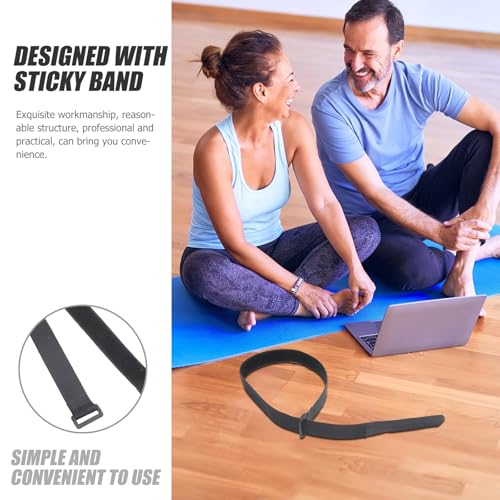 SUPVOX 12pcs Dark Fastening Loop Straps 25mm X 600mm Adjustable Elastic Cord Management Bands with Buckle for Yoga Mat Carrying and Equipment Securing