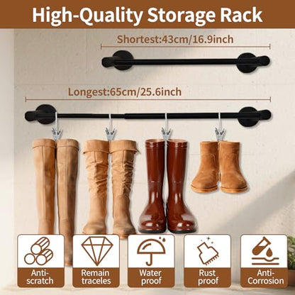 TBWHL Metal Wall-Mounted Boot Rack Hanging Shoe Rack Wall Mounted Organizer Tall Boots for Dorm Room, Closet, Entryway, Bedroom,Bedroom, Patio Outdoor, Hallway, Black, Tall Boots Hanging for 8 Pairs