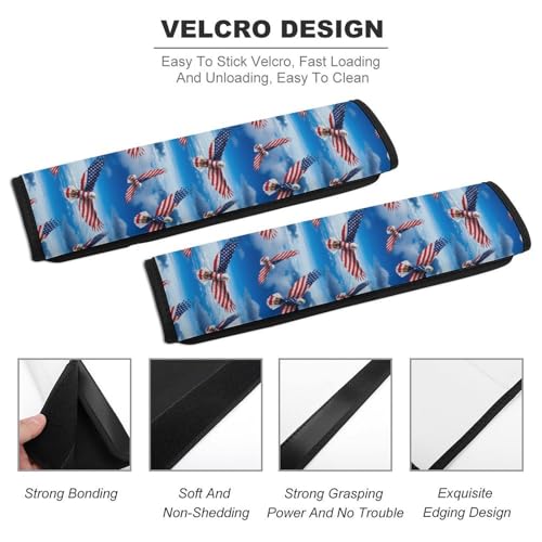 Soft Padded Car Seat Belt Pad for Elderly Support, Stroller Pushchair High Chair, 2 Pack American Flag Eagle Shoulder Harness Cover Anti-Slip Pad - color: Pattern 41