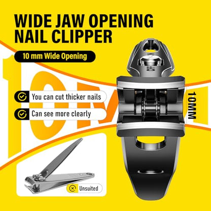 Ultra Wide Jaw Opening Nail Clippers Set, Extra Long Handle Toenail Clippers for Seniors Thick Toenails, Heavy Duty Large Clippers Cutter, Fingernail Clippers Gifts for Seniors, Men & Women Elderly - size: Wide Jaw