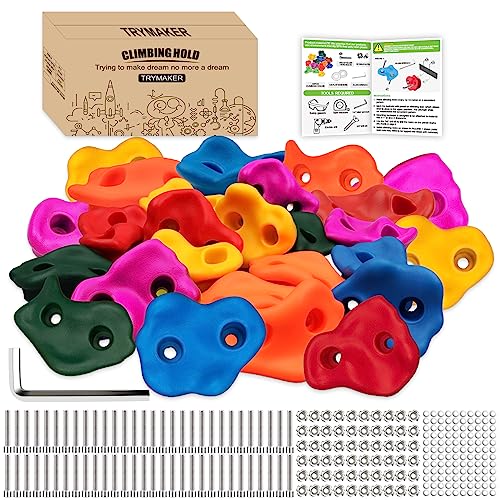 Trymaker Rock Climbing Holds, 30PCS Climbing Wall for Kids (Large Size) | Climbing Set for Kids & Adult Indoor and Outdoor - size: Large Size-30pcs