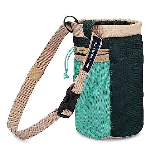 Classic Chalk Bag for Rock Climbing, Bouldering Chalk Bag Bucket with Quick-Clip Belt, Zippered Pockets and Pouch - Perfect Indoor/Outdoor Rock Climbing Gear Equipment - color: Cascade Green