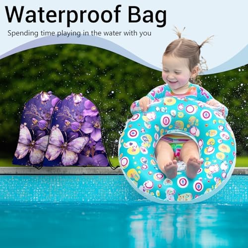 Abstract Flower Butterfly Grip Bags for Gymnasts Purple Adjustable Gymnastics Drawstring Gym Bag - color: Butterfly Flower Art-purple