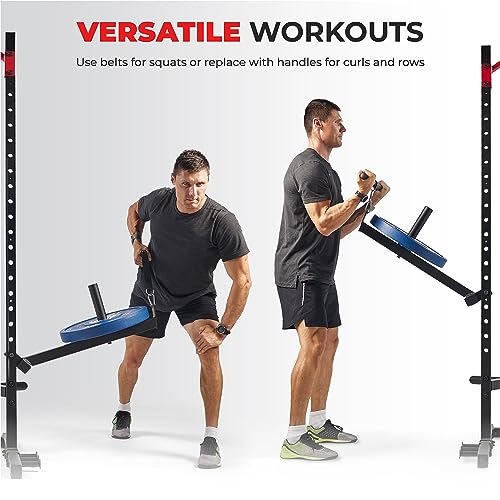 Sunny Health & Fitness Power Cage Squat Rack Attachments for Home Gym | Strength Training, Expanded Workout Variety, Durable Construction, Secure Fit, Quick Installation, Versatile Exercise Support - style: Belt Squats
