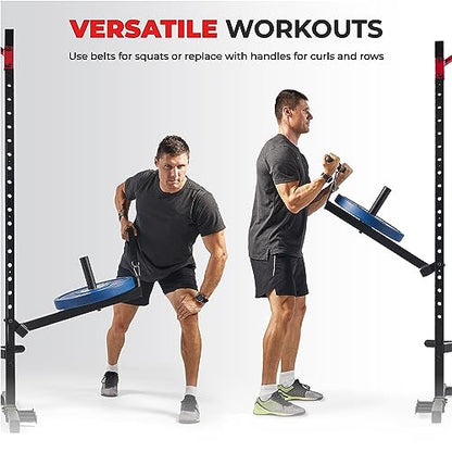 Sunny Health & Fitness Power Cage Squat Rack Attachments for Home Gym | Strength Training, Expanded Workout Variety, Durable Construction, Secure Fit, Quick Installation, Versatile Exercise Support - style: Belt Squats
