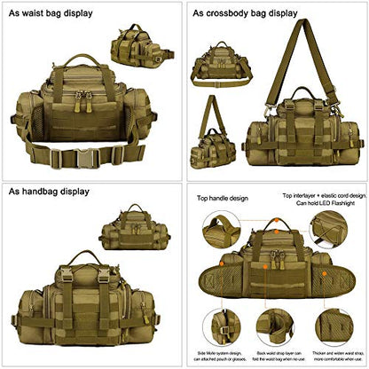 Tactical Assault Gear Sling Pack Hiking Duffle Fanny Packs MOLLE Compact Utility Military Waist Range Bag Heavy Duty EDC Camera Shoulder Backpack (Coyote Brown) - color: Coyote Brown