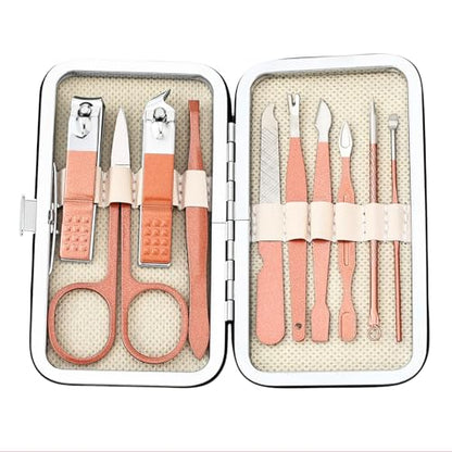 Nail Clippers Set, 10 PCS Professional Manicure Set and Pedicure Kit with Travel Case,Stocking Stuffers, Christmas Gift for Men and Women - color: Pink