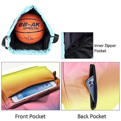 Peicees Waterproof Drawstring Sport Bag Lightweight Sackpack Backpack for Men and Women | Waterproof - color: Y_rainbow