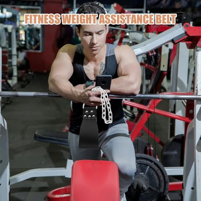 Weight Belt Chain Dip Belt with Iron Chain for Men for Pull-ups Squats and Strength Training Workouts in Black