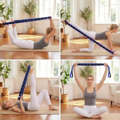 2PCS Fitness Resistance Band with Handles, Numbered 8 Segment Stretch Resistance Bands, Adjustable Stretching Exercise Band for Full Body Workout & Body Shaping - color: rose+blue