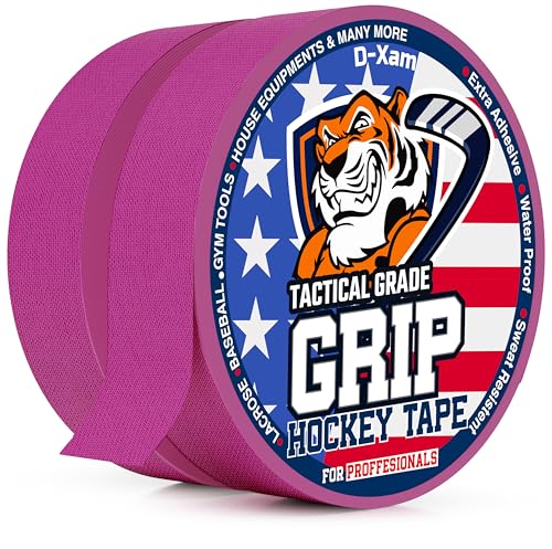 D-Xam Hockey Tape Black Grip Tape 2 Roll Athletic Sports Tape 1inch Multipurpose Cloth Tape for Lacrosse Stick Handles Pullup Bars Tools Fingers Water-Resistan Protect from Scratches Smudges - color: Pink