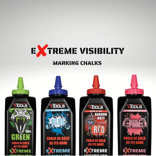 CE TOOLS Mean Green® Marking Chalk, Color GREEN, EXTREME VISIBILITY, MADE IN USA -10 oz (283.5g) For Chalkline, Hydrophobic, Construction Chalk. - color: MEAN GREEN
