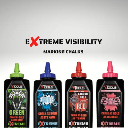 CE TOOLS Mean Green® Marking Chalk, Color GREEN, EXTREME VISIBILITY, MADE IN USA -10 oz (283.5g) For Chalkline, Hydrophobic, Construction Chalk. - color: MEAN GREEN