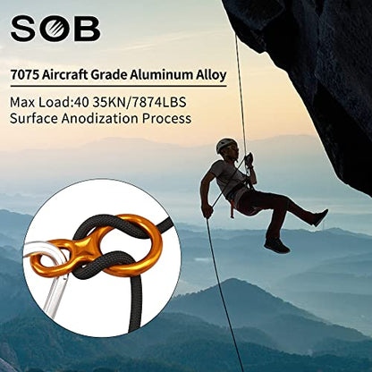 SOB 40KN Rescue Figure 8 Descender Belay Rappel Equipment Belay Rock Climbing Rigging Plate 7075 Aluminum Alloy for Climbing Belaying Rappelling Device - color: golden