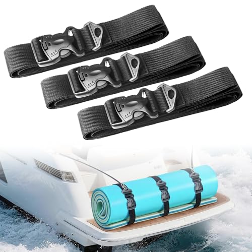 3 Pcs Floating Mat Straps with Quick-Release Double Lock Buckle, Multifunctional Floating Water Mat Straps with Hole Buckle & Carry Handle for Baby Crawling Mat, Yoga, Camping