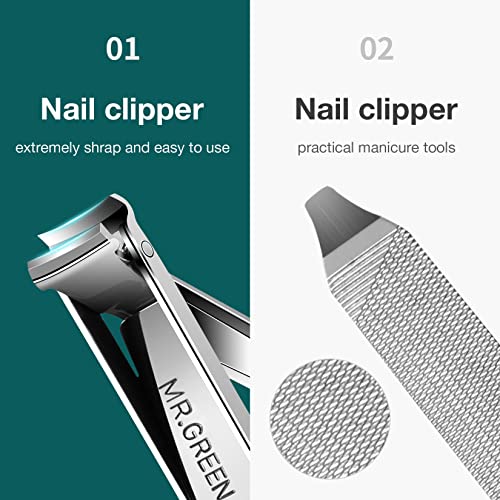 MR.GREEN Multifunctional Nail Clippers Stainless Steel Six Functions Nail Cutter Nail Files Small Knife Scissors (Small) - size: Small