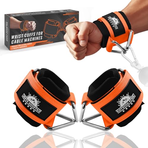 Wrist Cuffs for Cable Machines – Padded & Adjustable Straps for Lateral Raises, Tricep Pushdowns & Strength Training - color: Orange, size: size M(5.5"-6.7")