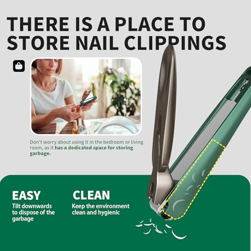 Nail Clippers with Catcher, 2-Pack Slanted & Curved Nail Clippers for Ingrown Toenails and Fingernails, Anti-Splash Nail Cutter for Men, Women, Seniors, Heavy-Duty Finger Nail Clippers Adult - style: Curved & Slanted