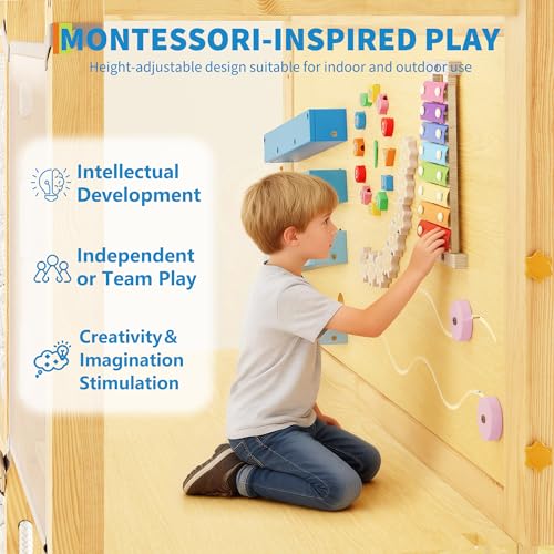 Jungle Gym with Slide, Rock Wall, Wood ＆ Rope Ladder, Monkey Bars, Gym Rings