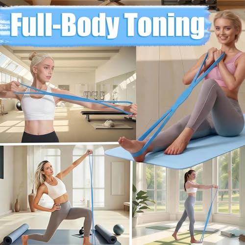 Figure 8 Resistance Band for Women, 8 Shaped Resistance Bands with Handles, Shoulder Back Arm Bands for Workout - color: blue