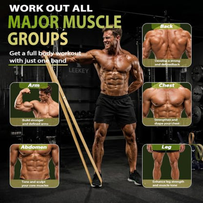 LEEKEY Pull Up Assistance Bands,5-125LB Resistance Bands with Grip、Door Anchor、Gym Bag - Exercise Bands for Full-Body Training, Fitness, Physical Therapy -USA Original Patent - style: 5-125LBS GREEN