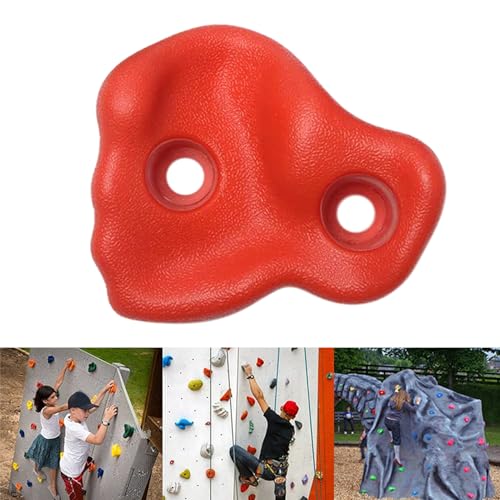 HERCHR 10 Rock Climbing Holds, PE Ergonomic Rock Wall Holds Grips for Indoor and Outdoor Playground Play Set Includes Mounting Hardware - color: Red
