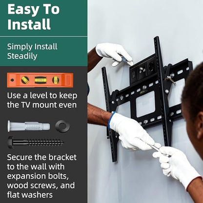 Lag Bolts for TV Wall Mount with Drill Bit, 23-Pack TV Mount Screws Kit with M8x65mm Lag Screws, Drywall Anchors, Washers, Bubble Level Hardware Kit for Wood Stud Brick Concrete
