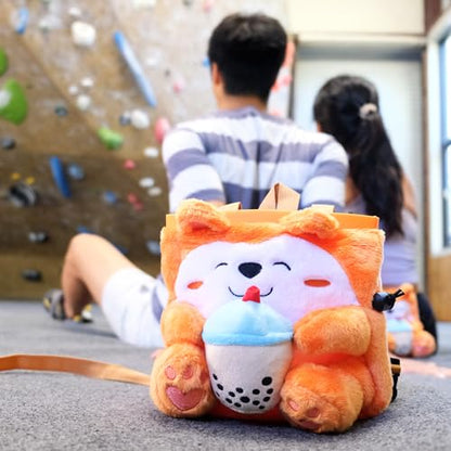 Rock Climbing Chalk Bag + Refillable Ball – Boba Dog Plush Animal Bag - style: Chalk Bag