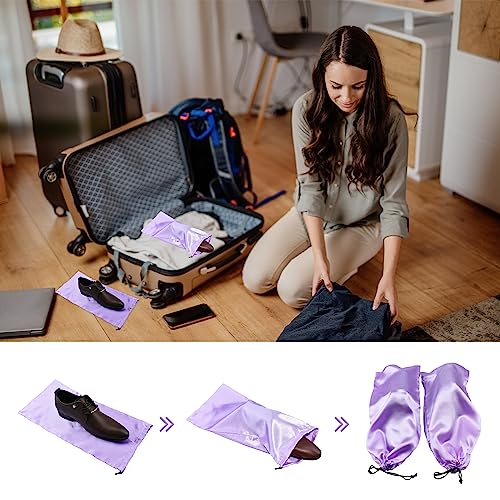 GONGKANGYUAN 10 Pack Shoe Bags for Travel Satin Fabric Shoe Bag with Drawstring for Men Women Travel Protecting Storing Shoes (Brown) - color: Brown