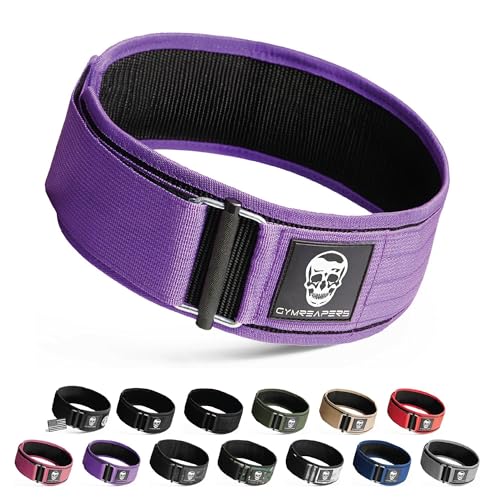 Gymreapers Quick Locking Weight Lifting Belt for Men Gym Belt for Powerlifting Deadlift Belt with 4 Inch Neoprene Metal Buckle Back Support Weightlifting Belt Women - color: Purple, size: X-Small