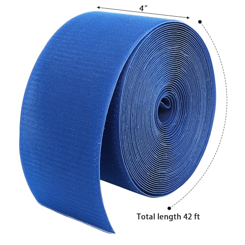 Hedume 42 ft Gymnastics Mat Hook Fastener, Royal Blue 4" Wide Nylon Hook, Hook Mat Fastener for Carpet Bonded Foam Seam, Cheer Mat Gym Floor and Gymnastics