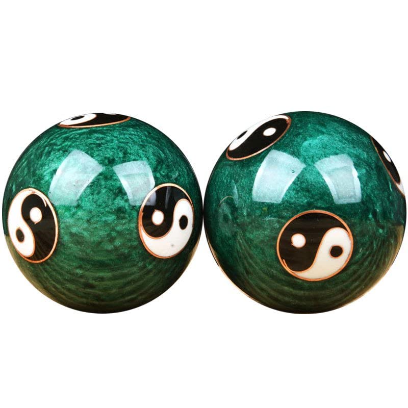 JapanBargain 3298, Chinese Baoding Balls Hand Exercise Therapy Balls Stress Reliefe Balls, Taichi Pattern, Green Color - color: Green