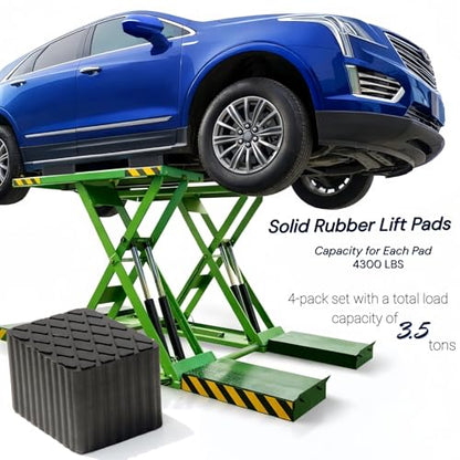 Anti-Skid Solid Rubber Auto Lift Pads – 4 Pack Heavy Duty Lift Blocks for Floor Jacks, Jack Stands & Car Lifts, 4300 Lbs Loading Capacity, 6.3" x 4.7" x 4.0" Size for Frame Protection - size: 6.3" x 4.7" x4.0"