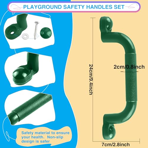 4 Pack Kids Playground Safety Handles Plastic Swingset Handle Grab Handles Swing Set Accessories for Child Treehouse Playset Climbing Frame, 2 Colors (Color Set 1)