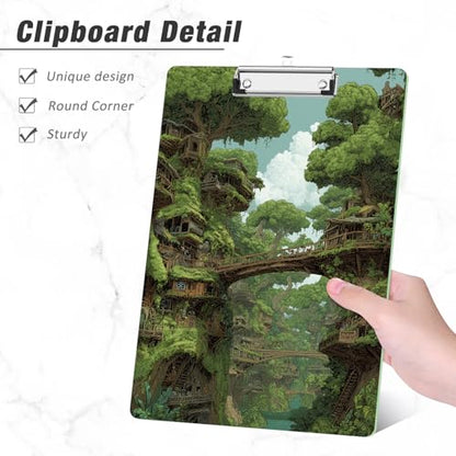 Rimilak Wood Clipboard, 8.5x11 Hardboard Clip Board,Jungle | Fun Design, Cute Custom Pattern, 9 x 12.5 in Letter Size for Classroom, Teachers, Kid, Woman, School & Office Supply - color: Jungle