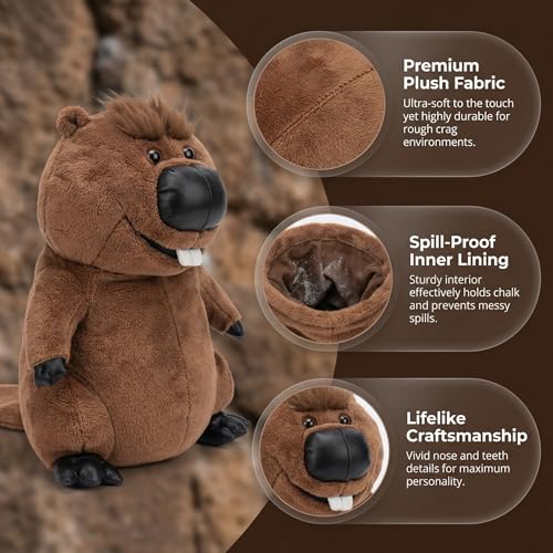 Groundhog Rock Climbing Chalk Bag, Fun Plush Animal Chalk Pouch with Drawstring, Adjustable Waist Belt for Indoor Outdoor Bouldering Sport Climbing