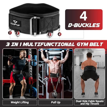 3-in-1 Weighted Pull Up Belt, Weight Lifting Dip Belt with 40.6 IN Chain & Self Locking, Weighted Gym Belt for Pull Up, Squat, Powerlifting & Deadlift, Capacity Up to 350 LBS - size: Medium(33-37''/83-93CM)