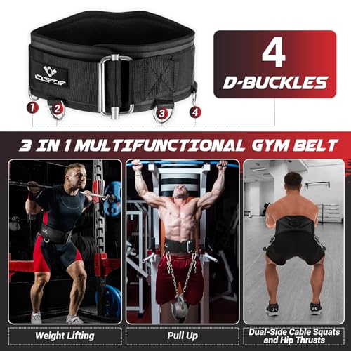 3-in-1 Weighted Pull Up Belt, Weight Lifting Dip Belt with 40.6 IN Chain & Self Locking, Weighted Gym Belt for Pull Up, Squat, Powerlifting & Deadlift, Capacity Up to 350 LBS - size: Large(37-42''/93-106CM)