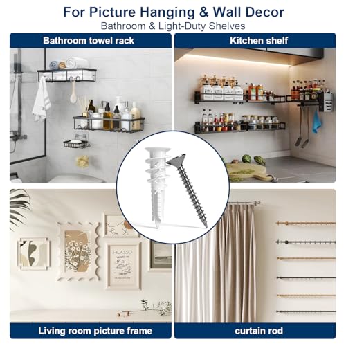 120Pcs Self-Drilling Drywall Anchors with Stainless Steel Screws #8 x 1-1/4”, Heavy Duty Wall Anchors Kit, Rust Resistant Screws, Hollow Wall Anchors for Drywall, Home Improvement DIY, Organizer Box