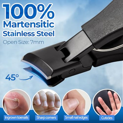 Toenail Clippers for Seniors Thick Nails, Ingrown Toenail Removal Kit 5Pcs, Heavy Duty Slanted Nail Clippers, Ingrown Nail Cutter with Long Handle Wide Jaw, Angled Head Toenails Clipper for Men - size: 5Pcs Nail Clippers Set-PP handle