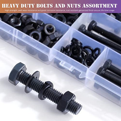 80Pcs m8 x 1.25 Bolt Metric Nuts and Bolts Assortment 30mm, 40mm, 50mm, 60mm, 70mm, 20 Sets Black Full Thread Hex Head Bolts and Nuts Kit M8, 12.9 Grade Alloy Steel with Flat and Lock Washers - style: black-M8 Hex Bolts