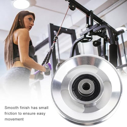 TROUVAILLE Bearing Pulley Wheel, 90mm Aluminum Cable Pulley Wheel, Maximum 660LBS Load, Power Rack Pulley Attachment for Gym Equipment