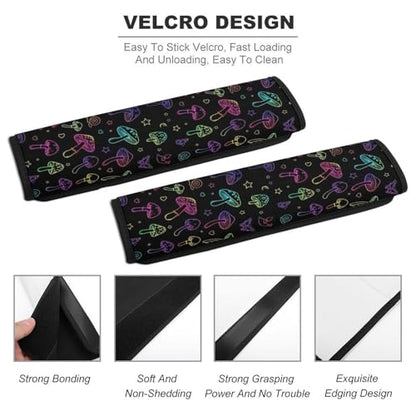 2 Pack Breathable Car Seat Straps Shoulder Pads for Adults and Children, All Vehicles, Halloween Mushroom Neon Harness Pads Strap, Pressure Relief - color: Pattern 1271