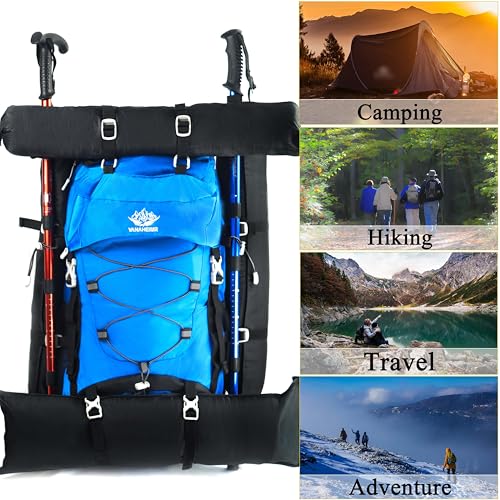 60L Travel Hiking Camping Backpack with Rain Cover, Backpack Water Resistant,Climbing Backpack for Men Women (SKY BLUE) - color: Sky Blue
