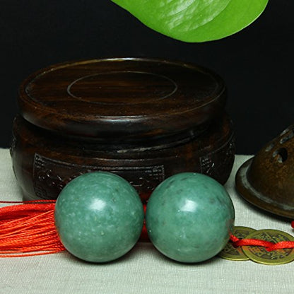 BRABUD 1.57in Marble Green Baoding Balls, Hand Exercise Massage Balls | Chinese Health Hand Balls, Stress Relieve, Therapy Balls, for Small Hands, with Box - size: 1.57 Inch (Pack of 2)