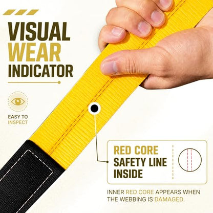 2-Pack 2" x6.5ft Lift Sling Web Straps Heavy Duty Polyester | 13,000lbs capacity. Feature abrasion resistant wear guard ends. Ideal for lifting furniture, appliances & heavy loads. - style: 2pk 2in x 6.5 ft