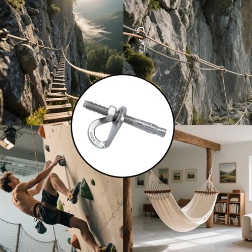 HEVSTIL 4-Pack Bolt Hanger for Climbing – 30kN Stainless Steel Rock Anchor Hanger for 12mm (1/2") Bolts for Rock Climbing, Mountaineering